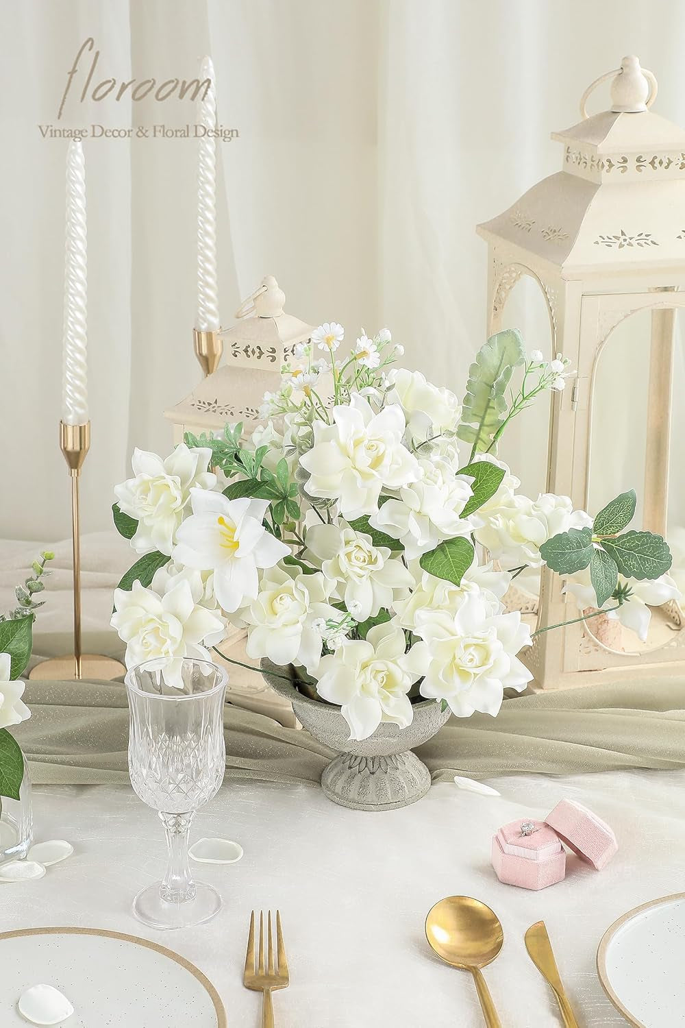 Artificial Gardenia Flowers - 2.7" Ivory Foam Faux Flowers (25 Pieces) with Stems for DIY Wedding Bouquets, Bridal Showers, Centerpieces, Floral Arrangements, and Home Decor