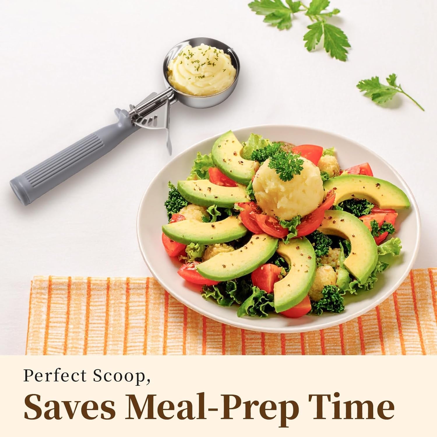 4 OZ Scoop, Ice Cream Scoop with Trigger, #8 Disher, Muffin Scoop, Large Cookie Scoops for Baking, Grey Handle, with Trigger for Portion Control