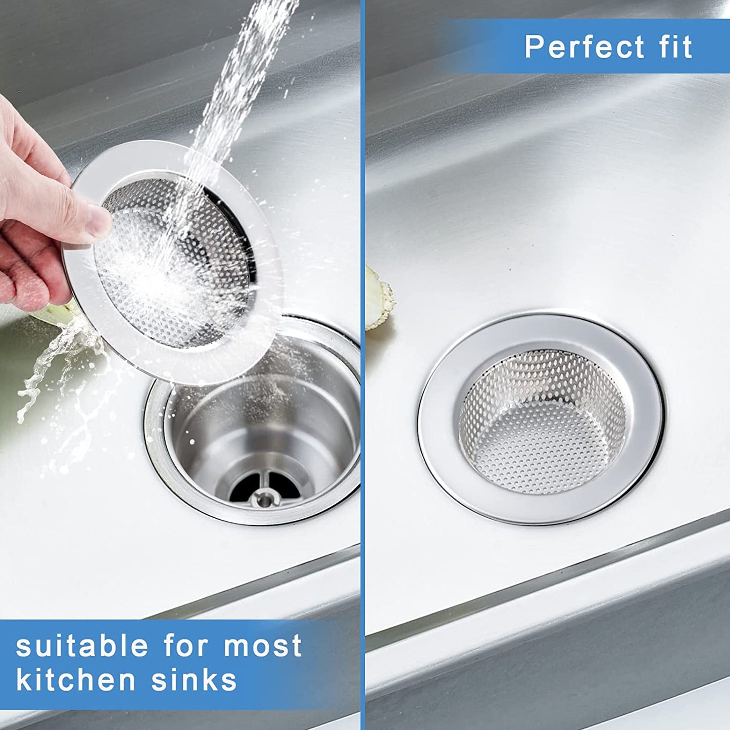 2-Pack Upgraded Double-Layer Kitchen Sink Strainer, Compatible with Most Drain Baskets (Outer Diameter 4.5 Inches)