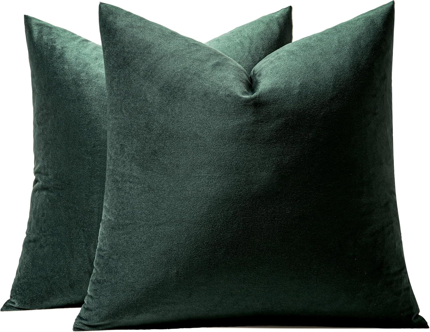 Set of 2 Velvet Soft Solid Decorative Square Throw Pillow Covers - 18x18 Inch (45x45 cm) for Sofa, Bedroom, Couch, and Car - Ideal for Christmas and Spring Decor