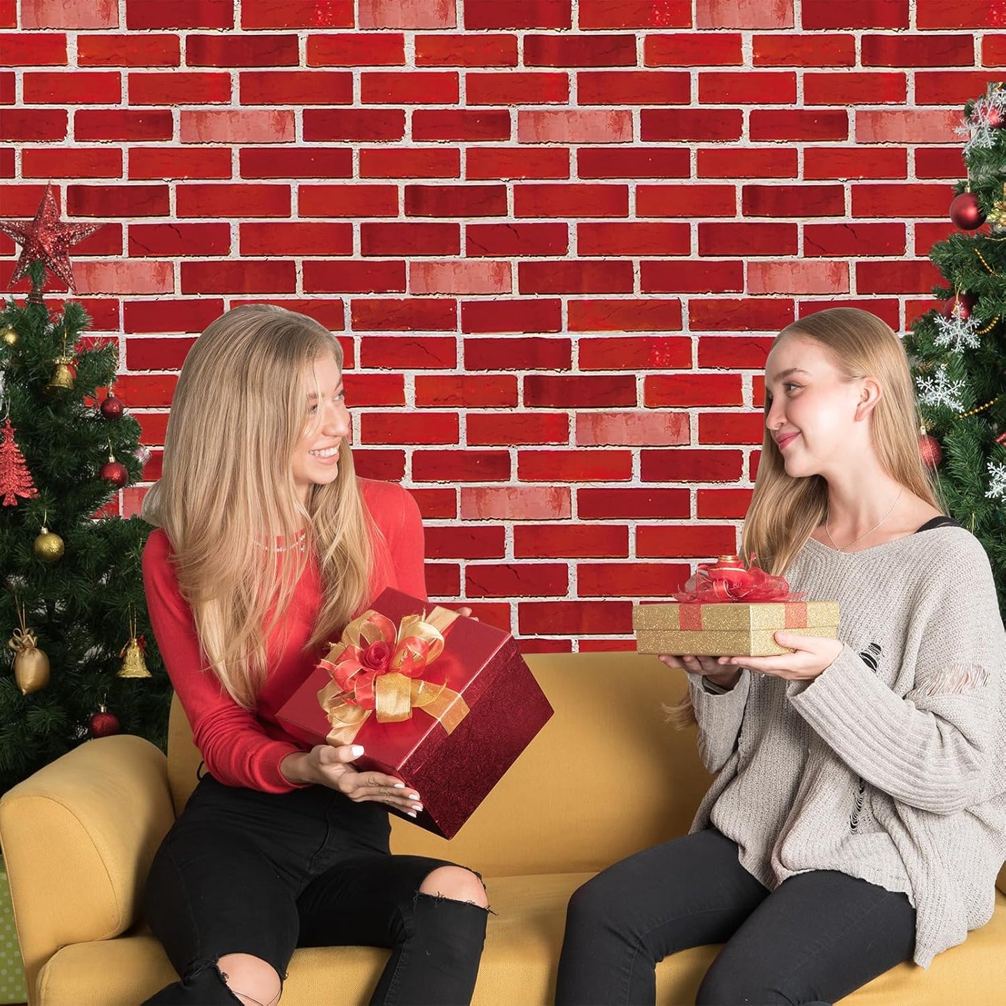 3 Pack 108X54 Inch Red Brick Tablecloth,Brick Wall Backdrop Wallpaper Disposable Plastic Rectangular Table Covers Background for School Home Birthday Holiday Halloween Christmas Party Decorations