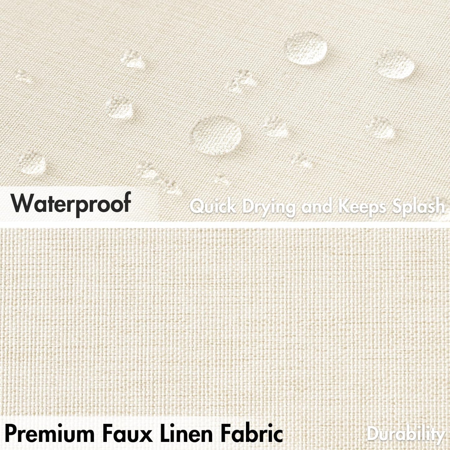 Extra Long Waterproof Linen Shower Curtain Set, 84 Inches with 12 Metal Hooks, Washable Heavy Fabric for Bathroom and Hotel, 72 x 84 Inches, Ivory