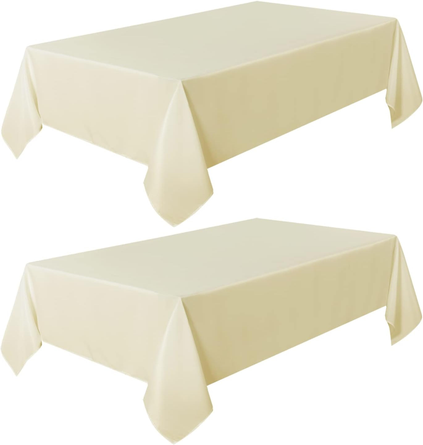 2 Pack Beige Tablecloth 60 X 102 Inch, Rectangle 6 Feet Table Cloth - Stain and Wrinkle Resistant Washable Polyester Table Cover for Dining Tables, Buffet Parties and Camping