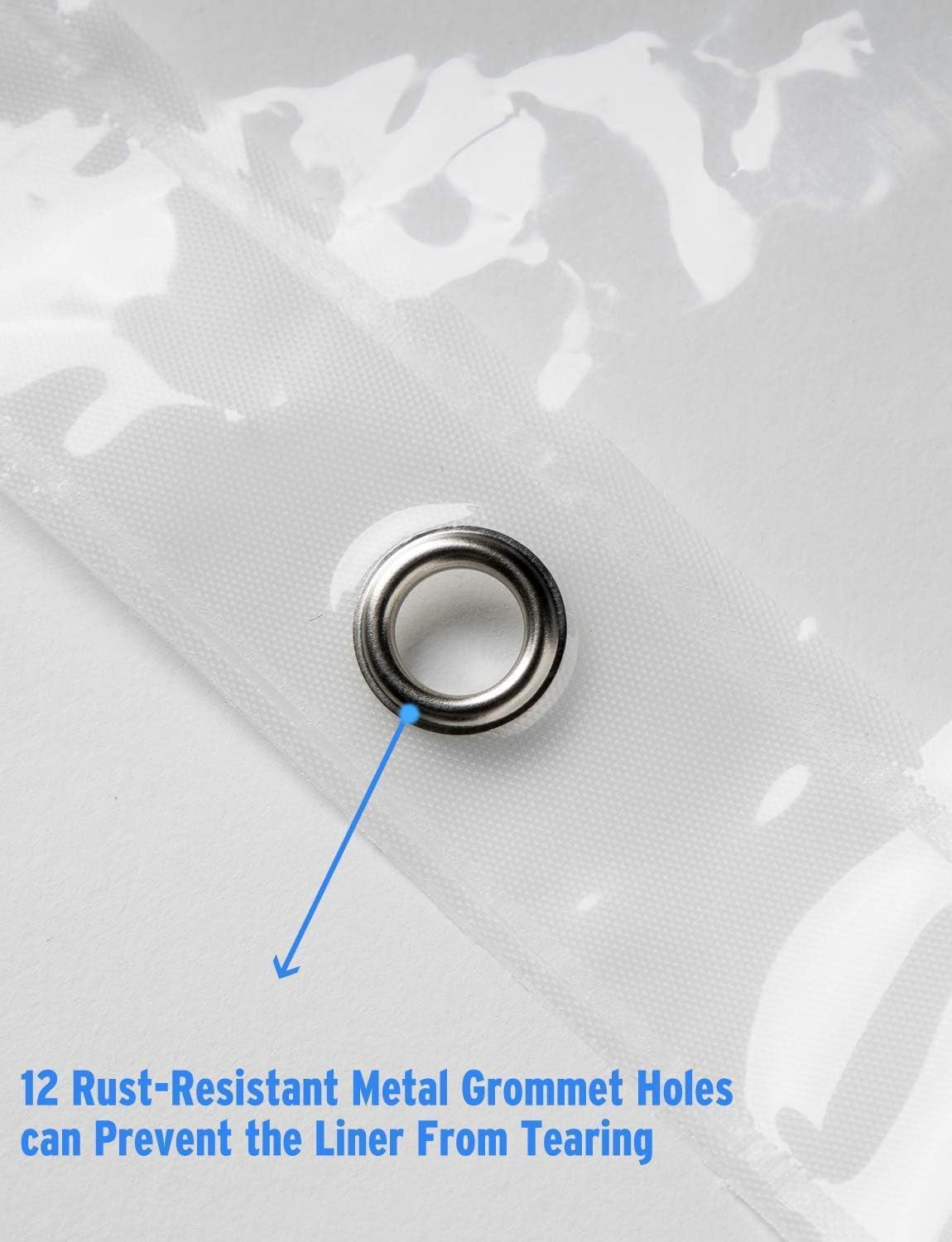 Shower Curtain Hooks Plastic Double Shower Curtain Rings and 72X72 Inches PEVA 3G Shower Curtain Liner