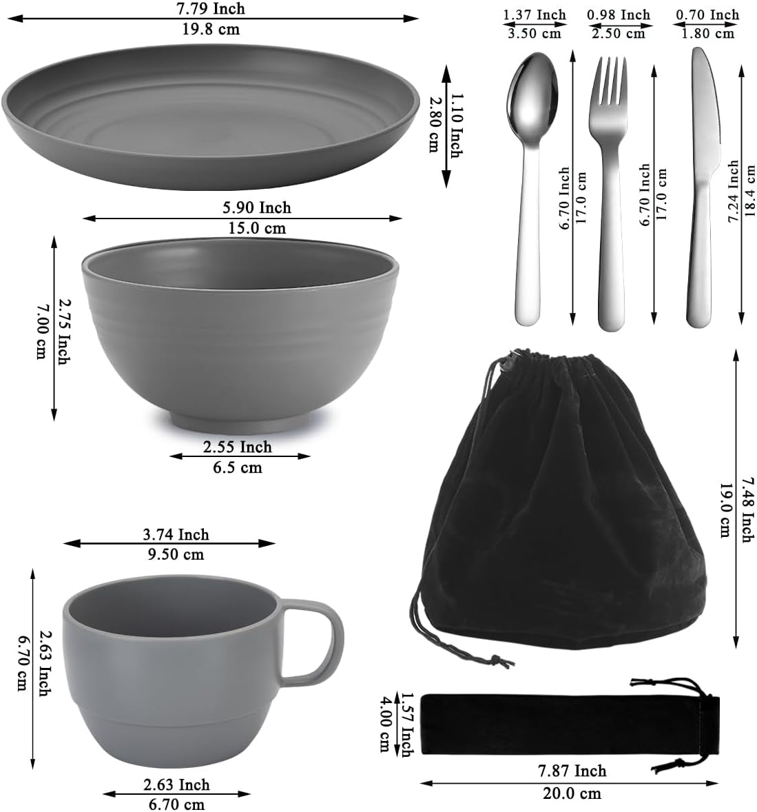 Camping Mess Kit for Two: Complete Silverware Set with Spoons, Forks, and Knives - Essential Gear for Travel, Picnics, and Outdoor Adventures - Lightweight and Easy to Clean