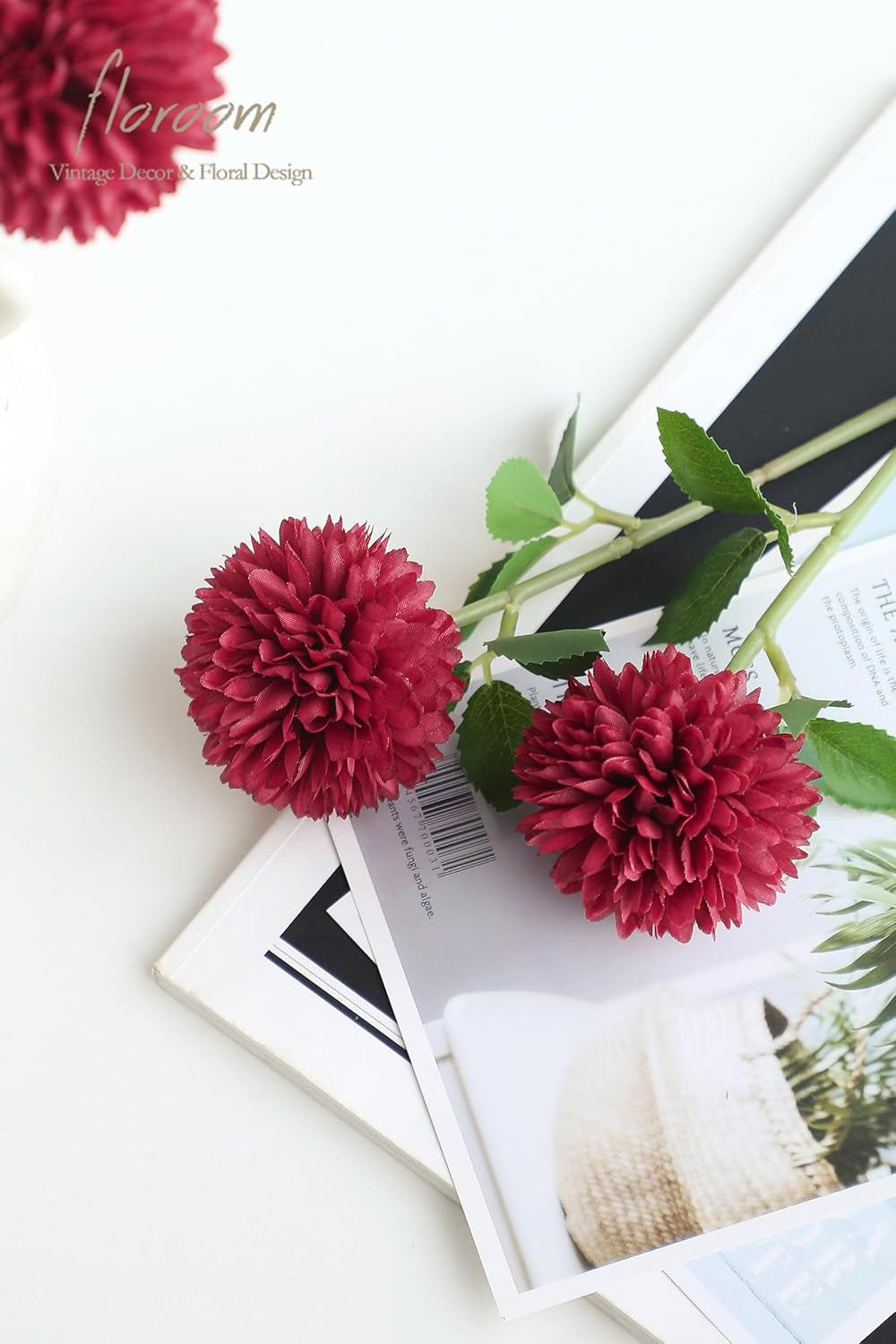 12-Piece Burgundy Faux Silk Chrysanthemums - Artificial Flowers with Stems for DIY Wedding Bouquets, Table Centerpieces, Floral Arrangements, and Home Decor
