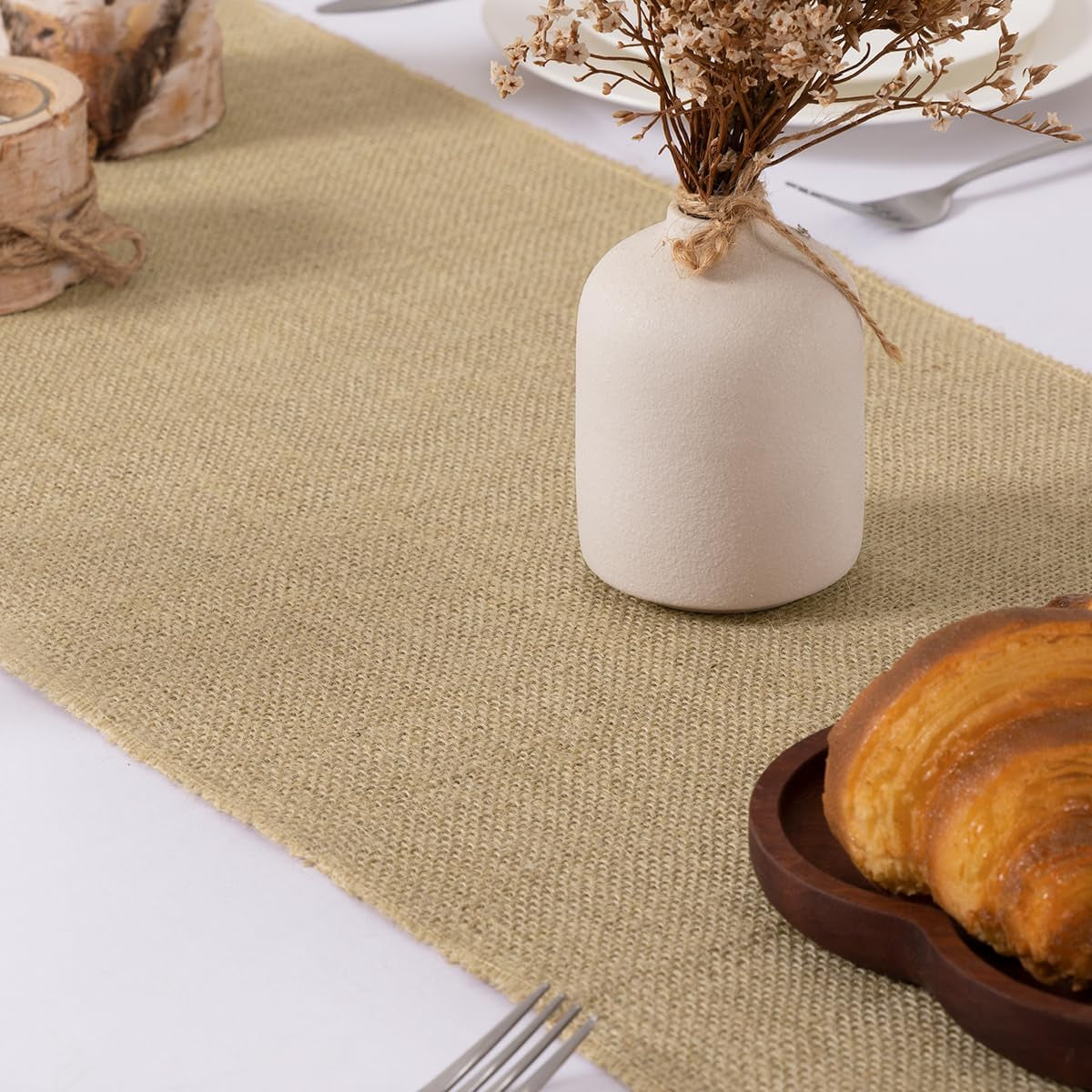 Burlap Table Runner Rustic Jute Boho Table Runner for Farmhouse Coffee Table Spring Wedding Baby Shower 1 Pack 12X48 Inches