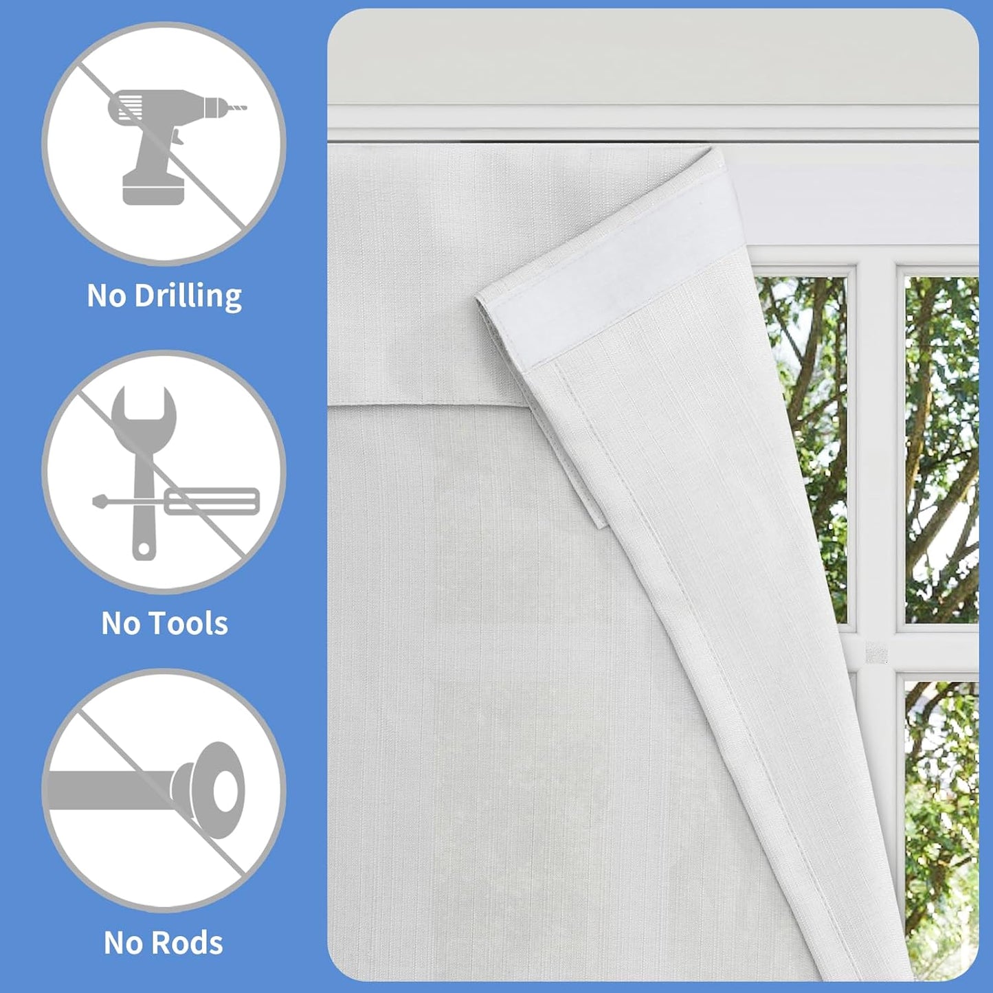 Linen Look French Door Curtains, Light Filgtering Privacy Window Door Curtain for Patio Glass Door Blind Tie up Shade, 1 Panel, 26X68 Inch, White