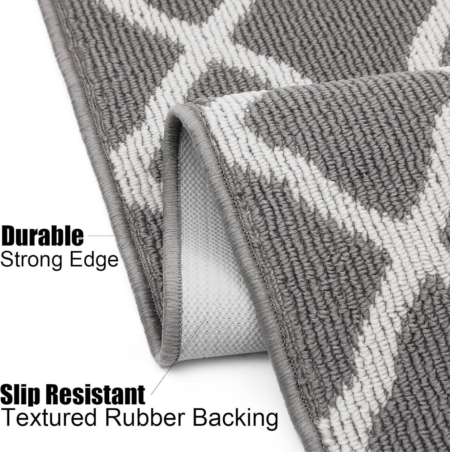 Washable Runner Rug 20"X59" Dirt Trapping Non Slip Rubber Backing Rug Runner Floor Mats Carpet Runners for Entryway Hallway Kitchen Garage Laundry Room, Light Gray