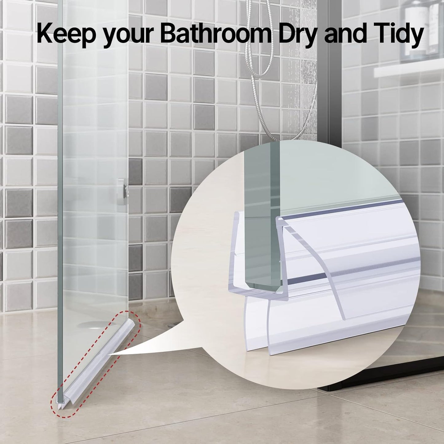 Shower Door Bottom Seal 39 Inch (Set of 2) - Suitable for 3/8 Inch Glass, Frameless Glass Shower Door Seal Strip, Shower Door Sweep