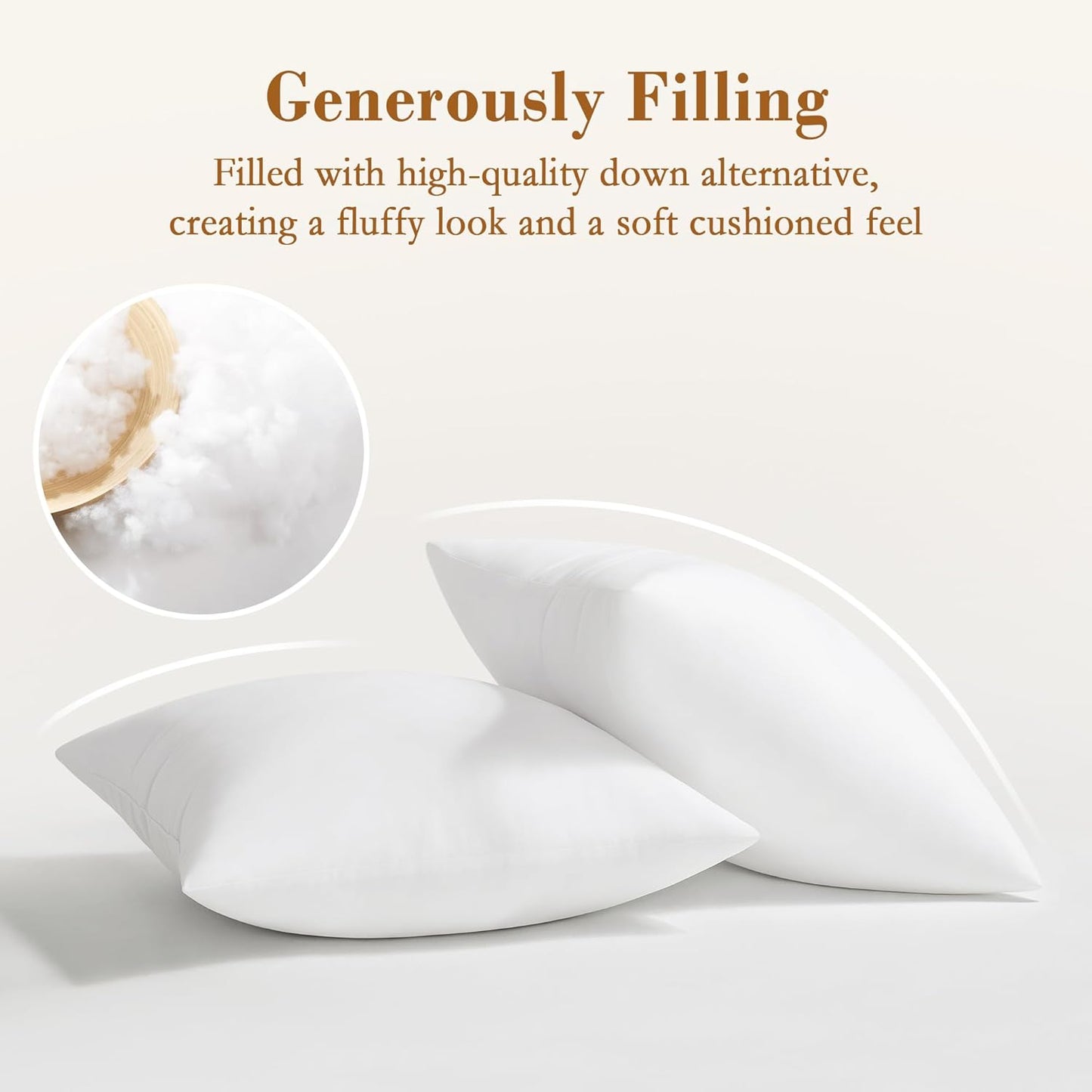 ® 20X20 Pillow Inserts, Full Fluffy Square down Alternative Stuffer Set of 2, Soft Plush Decorative Throw Pillows for Couch, Sofa, Bed and Home Decor