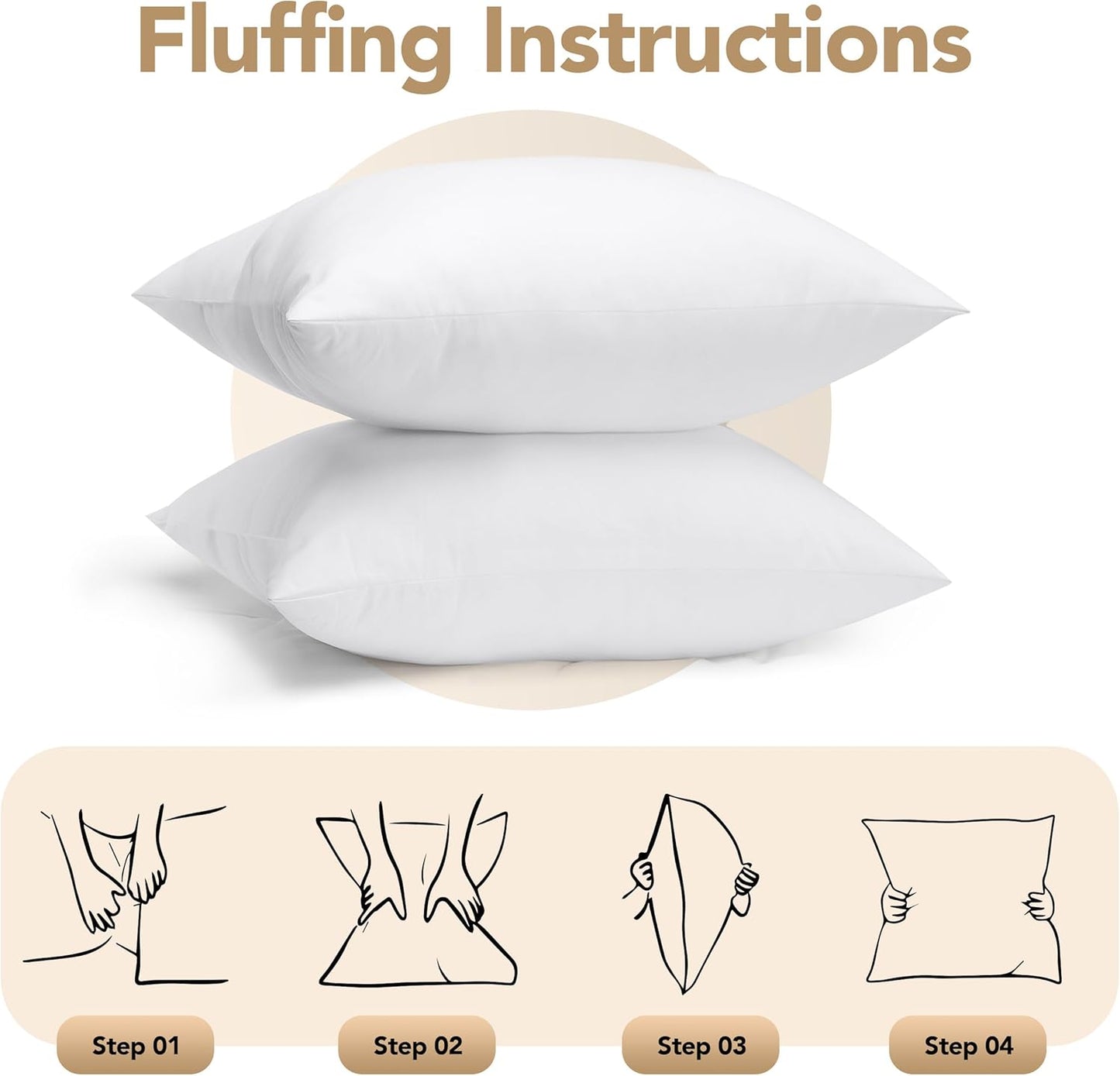 Outdoor Pillow Inserts 18 X 18 Inches (Pack of 2, White), Water Resistant Garden Throw Pillows for Patio and Porch Furniture