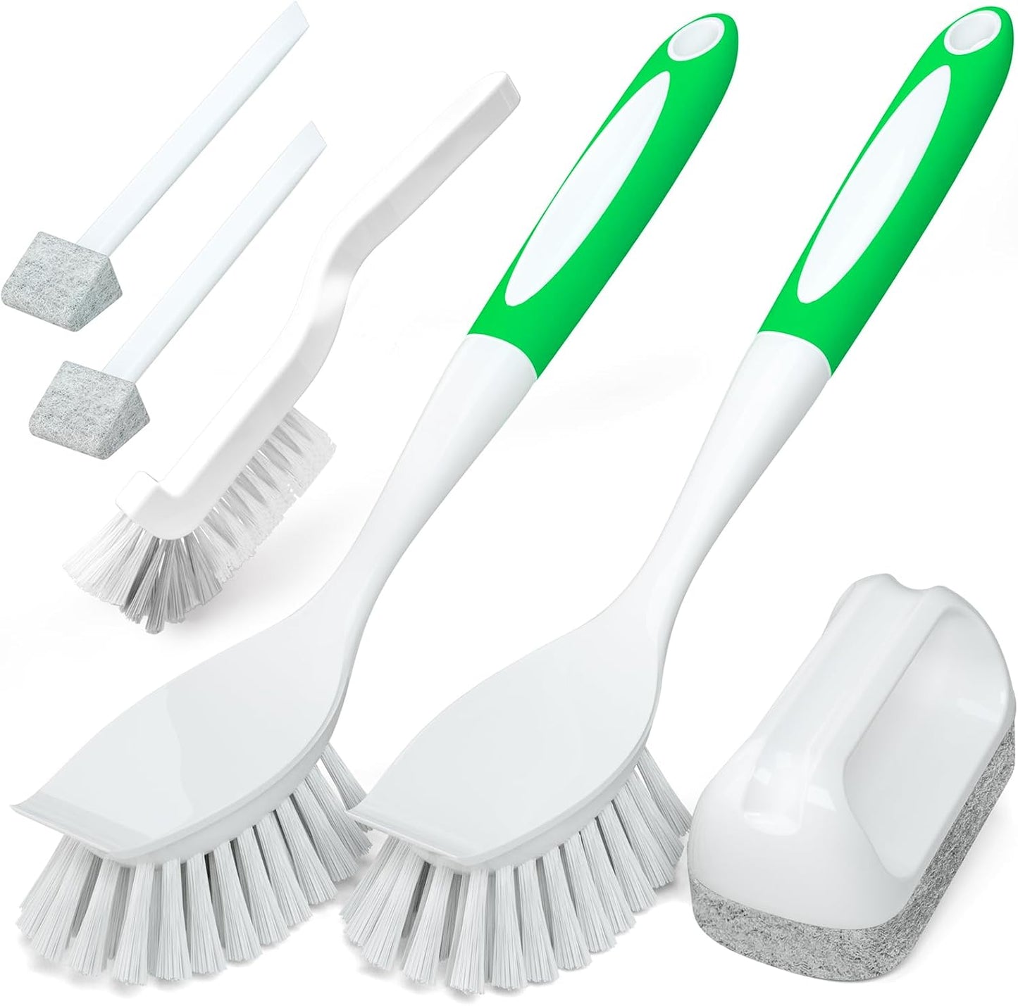 6 Pack Kitchen Brush Set & 3 Pack Bamboo Dish Brush Set