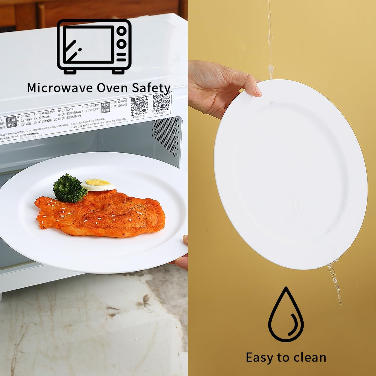 Set of 8 Reusable 10-Inch White Plastic Plates - Versatile Dinner, Salad, and Pasta Dishes for Home, Garden, Picnic, Camping, and Outdoor Use