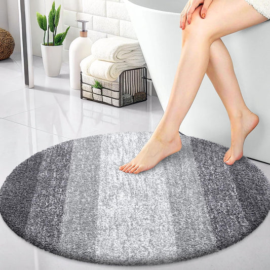 30-Inch round Bathroom Rugs, Extra Soft and Absorbent Microfiber Bath Rugs, Quick Dry Machine Washable Bath Mats for Bathroom Floor, Tub and Shower, Home Decor Accessories, Grey