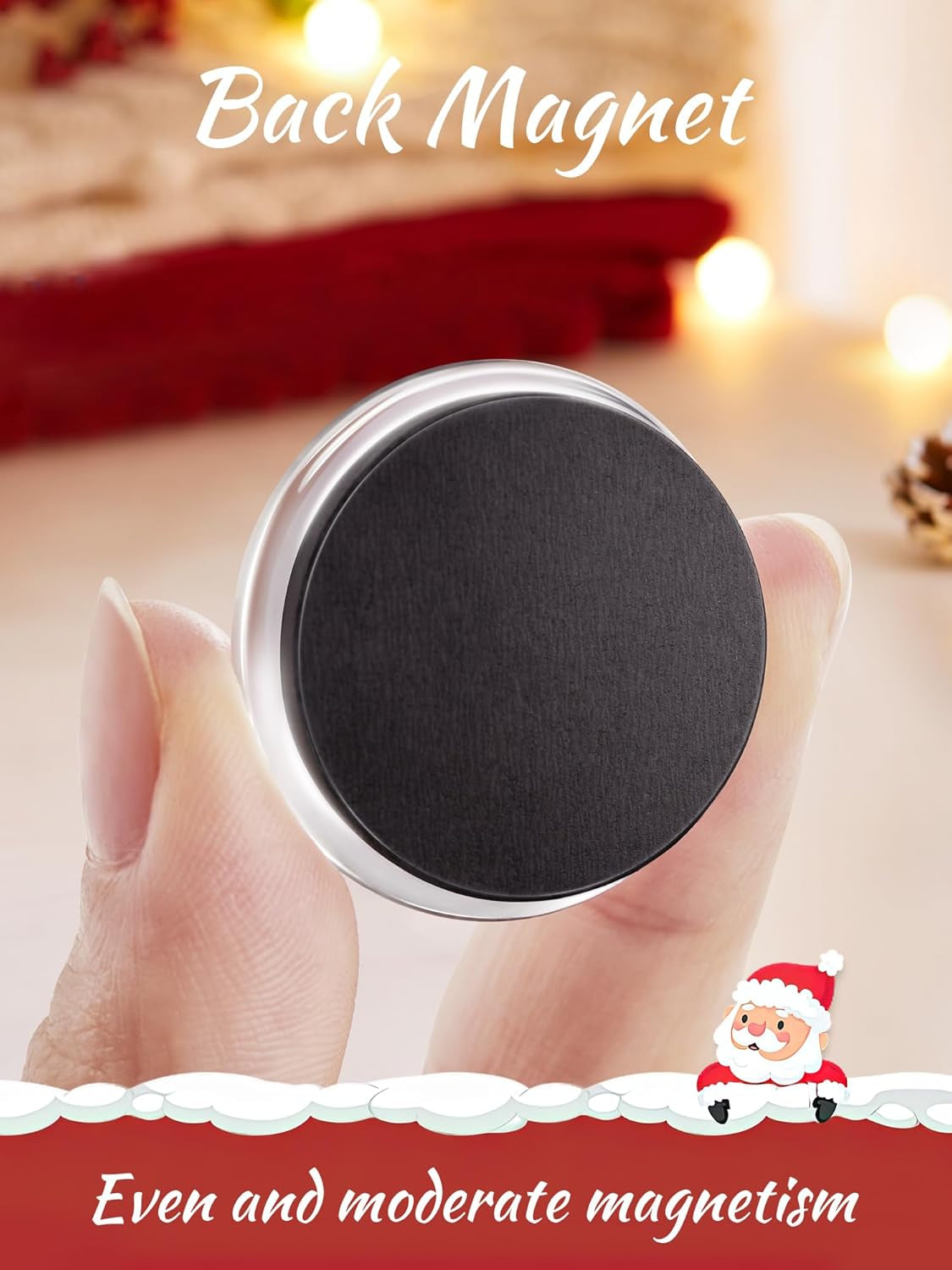 12-Pack Christmas Magnets for Fridge, Glass Christmas Refrigerator Magnets, Small Xmas Decorative Magnets, Cute Funny Fridge Magnets for Home Kitchen Office Dishwasher (Round Shape)