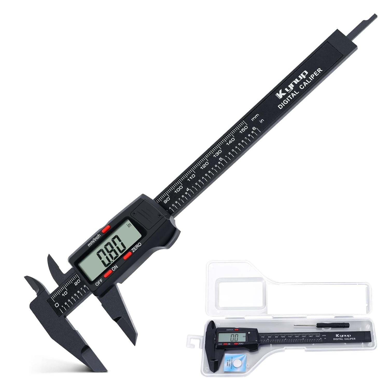 Digital Caliper, Caliper Measuring Tool with LCD Screen, Electronic Micrometer Caliper with Auto-Off Feature, Inch and Millimeter Conversion(0-6")
