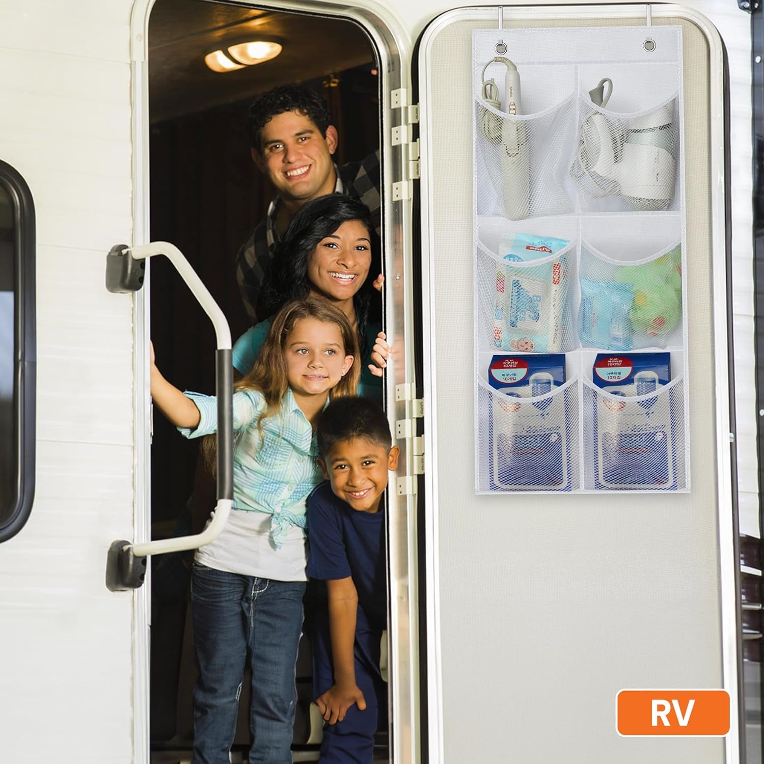 2 Packs Narrow over the Door/Wall Shoe Organizer Cruise, Small Hanging Shoe Rack for Closet with Clear Mesh Pocket for Bathroom, RV, Pantry, Camping (White)