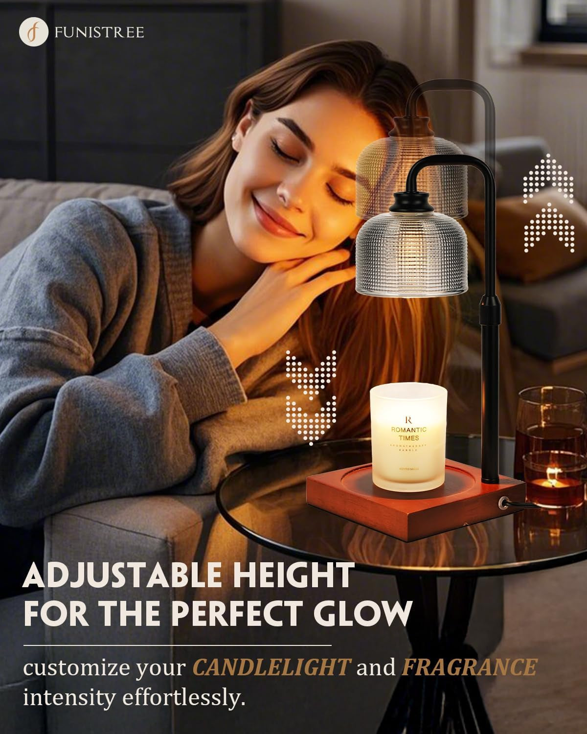 Candle Warmer Lamp with Timer Dimmable, Adjustable Height, House Warming Gifts New Home Room Decor, Birthday Gifts for Women Mom, Wax Warmer Lamp for Jar Candles with 2 Bulbs