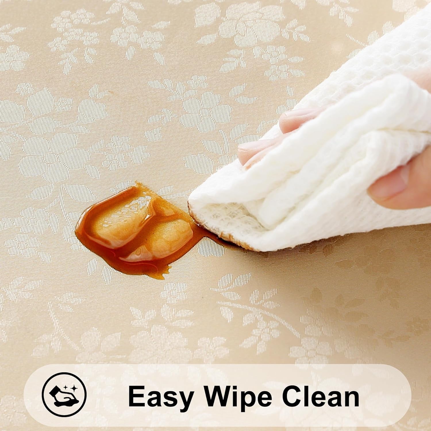 Heavy-Duty Waterproof Vinyl Rectangle Tablecloth, Washable and Wipeable Kitchen and Dining Cover (Beige, 60" x 84")