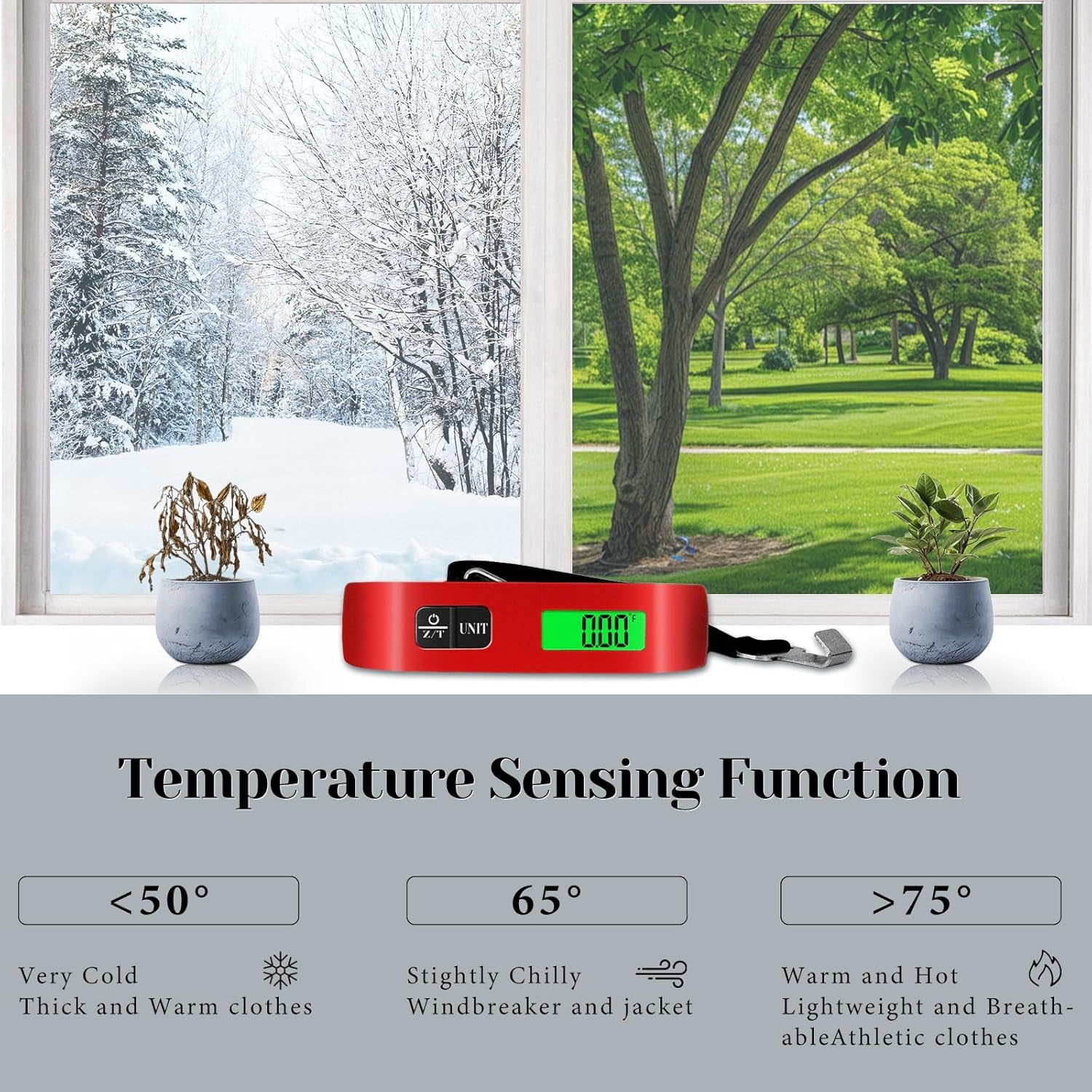 Luggage Scale, 110Lb Luggage Weight Scale with 4 Unit Switching Functions&Led Display, Luggage Scale Travel Digital for Weighing Luggage, Backpacks, Packages and Markets(Red)