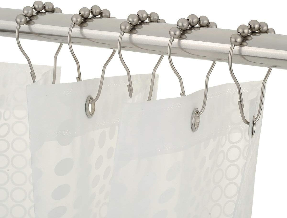 Shower Curtain Hooks Rings and 72 X 84 Inches EVA 5G Bathroom Plastic Shower Curtain