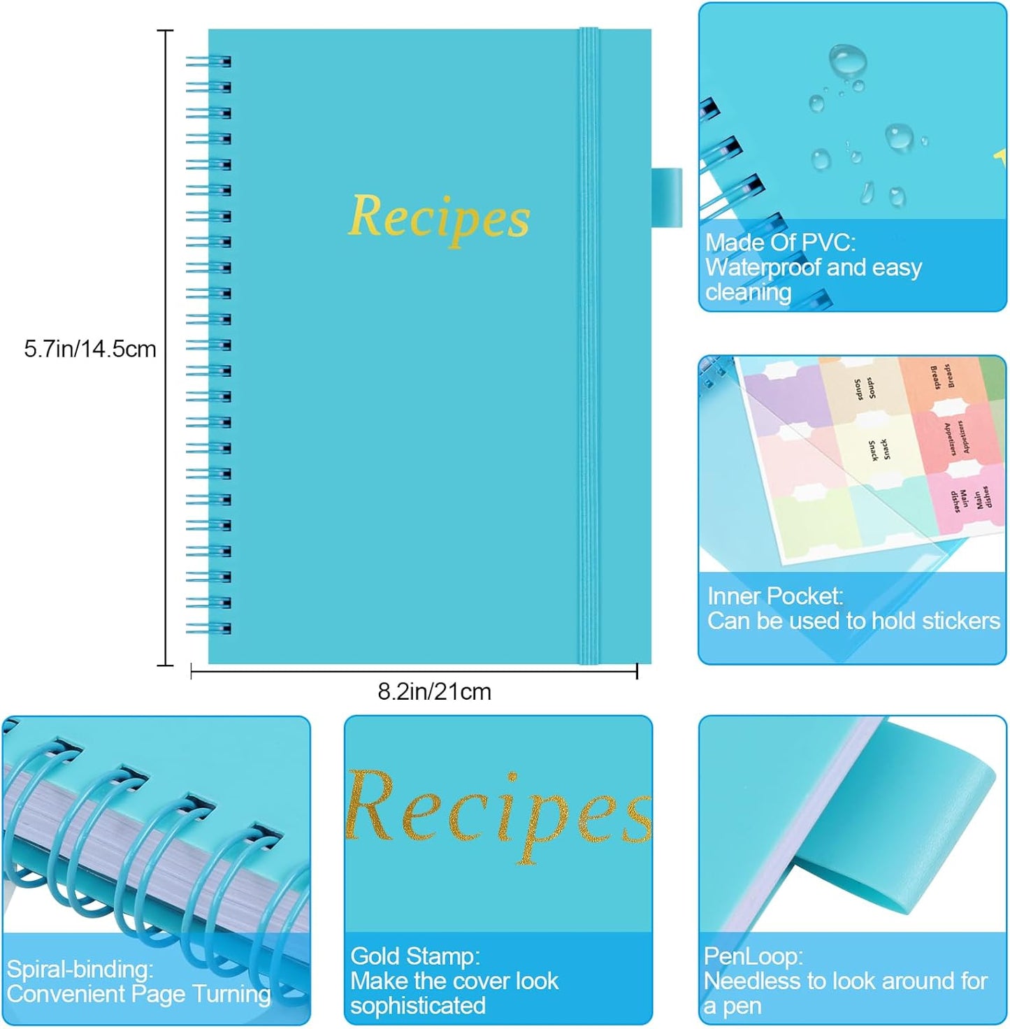 Recipe Book, Recipe Book to Write in Your Own Recipes, Blank Recipe Book, Recipe Notebook, Recipe Journal Hold 170 Recipes