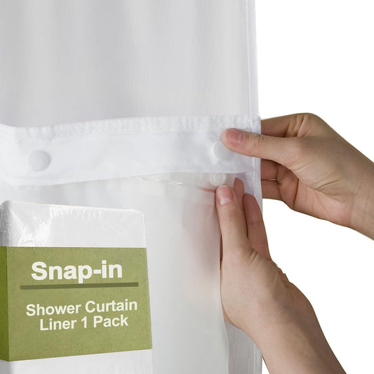 PEVA Waterproof Plastic Snap in Shower Curtain Liner Replacement with 2 Magnets35 W X 55" L for 36" W X 75" L Frosted