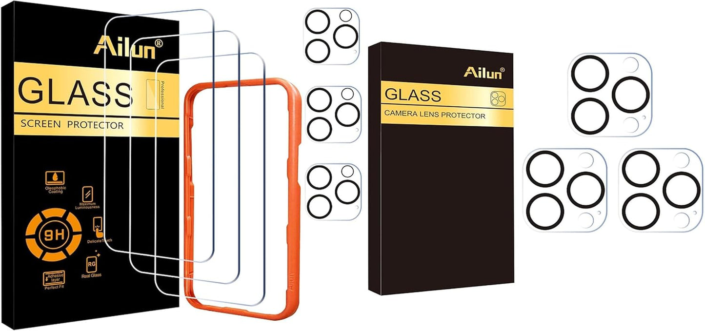 3 Pack Screen Protector for Iphone 16 Pro Max + 3P Lens Protector and 3P Lens Protector for Iphone 16 Pro/16 Pro Max