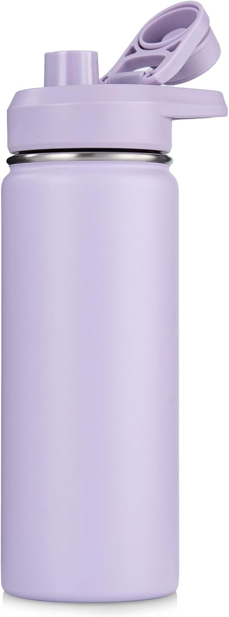 18 Oz Insulated Water Bottle with Handle, 304 Stainless Steel Water Bottles with Wide Mouth, Double Wall Vacuum Sports Water Bottle, BPA Free, Keep Cold and Hot, Purple