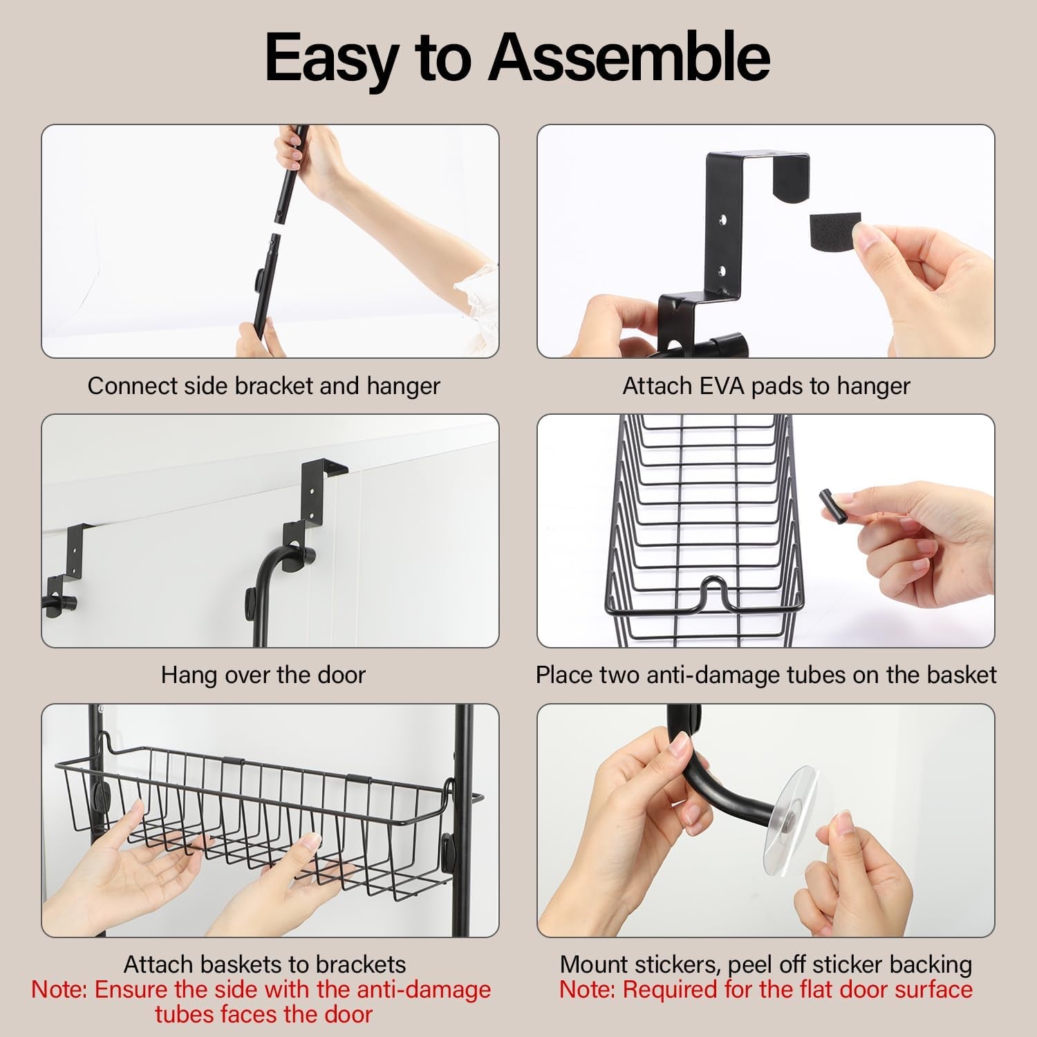 over the Door Pantry Organizer, 6-Tier Metal Pantry Door Organization and Storage, Hanging Kitchen Basket Spice Rack Seasoning Shelves, Cabinet Door Organizer for Easy Install,D5Xw18Xh50Inch