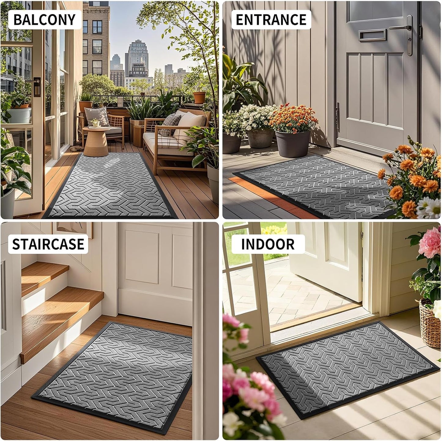 Front Door Mat outside Entrance, Waterproof Indoor Outdoor Welcome Mats for Entrance, Heavy Duty Non-Slip Rubber Backing, Garage or Patio Entry Floor, 29.5X17, Grey