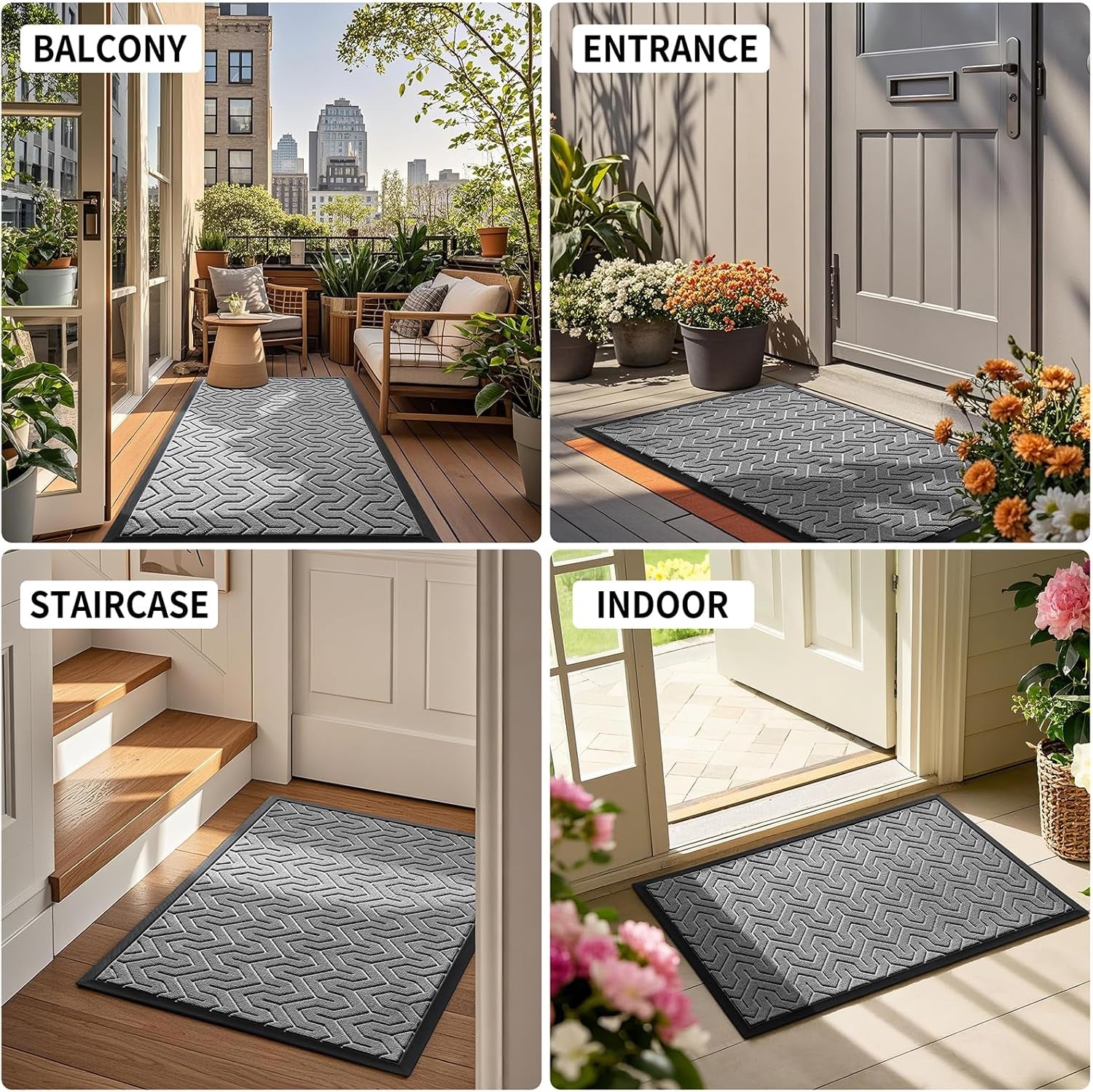 Front Door Mat outside Entrance, Waterproof Indoor Outdoor Welcome Mats for Entrance, Heavy Duty Non-Slip Rubber Backing, Garage or Patio Entry Floor, 29.5X17, Grey