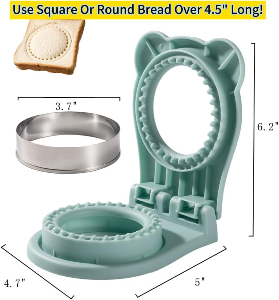 Uncrustable Sandwich Maker, Sandwich Pocket Circle Shape Cutter & Sealer for Kids Breakfast and Lunchboxes, Light Blue, 3.7Inch