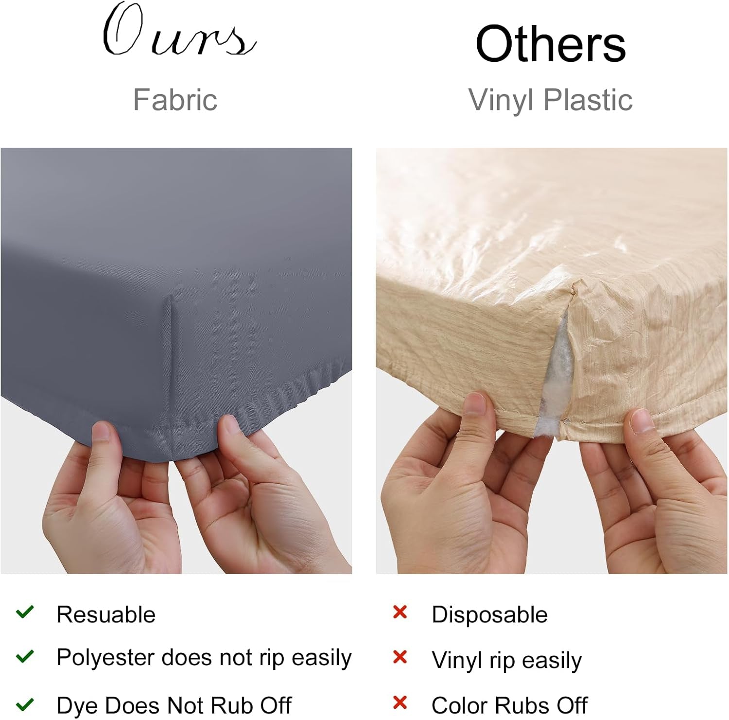 2 Pack Rectangle Table Cloth, Elastic Fitted Fabric Tablecloth Fits for 5 Foot Folding Tables, Washable Table Cover for Picnic, Camping, Indoor & Outdoor (Grey, 30" X 60")