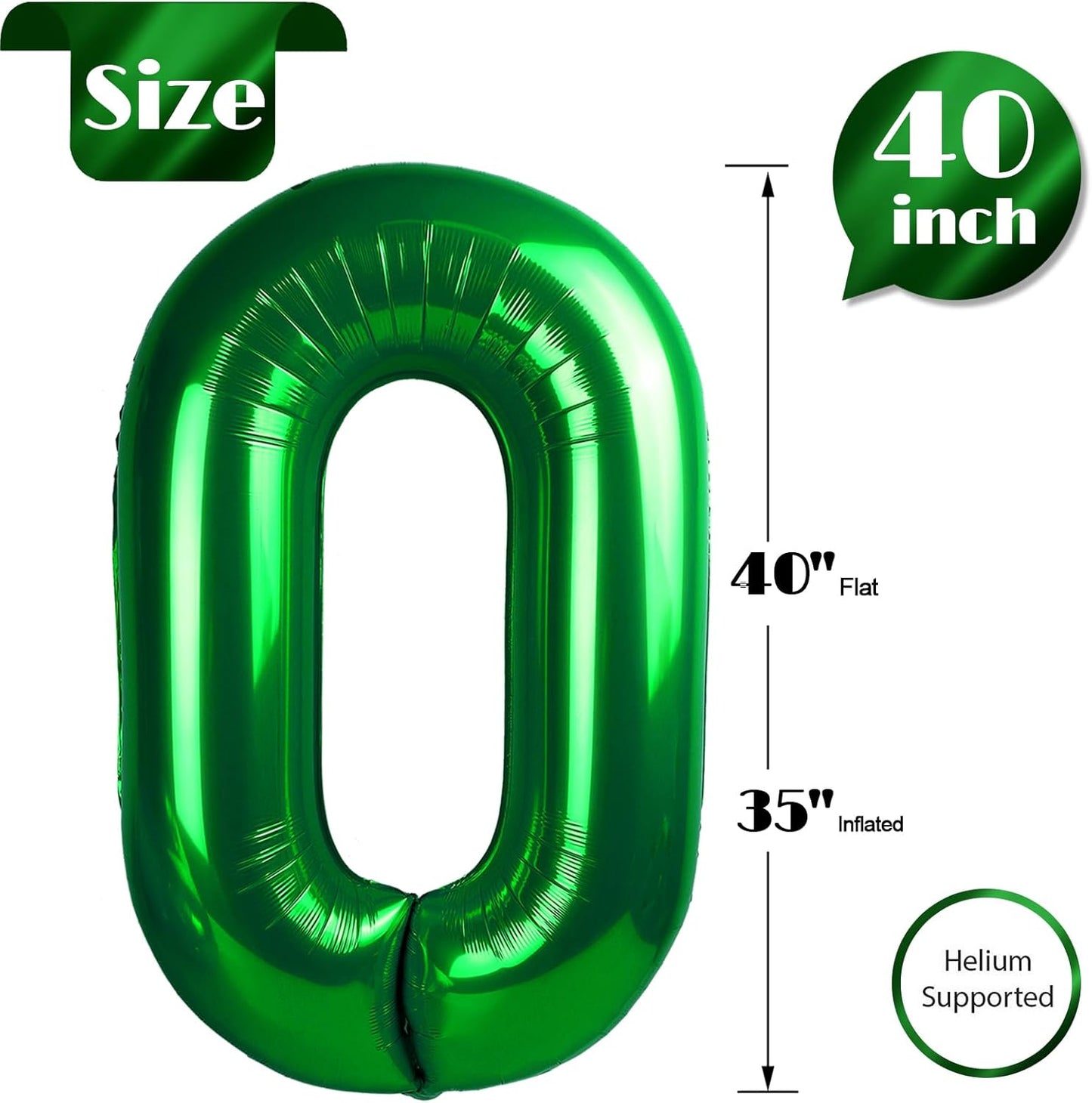 Dark Green Number 0 Balloon 40 Inch, 0 Balloon Number for 10Th 20Th 30Th 40Th 50Th 60Th Birthday Decorations, Dark Green Party Supplies