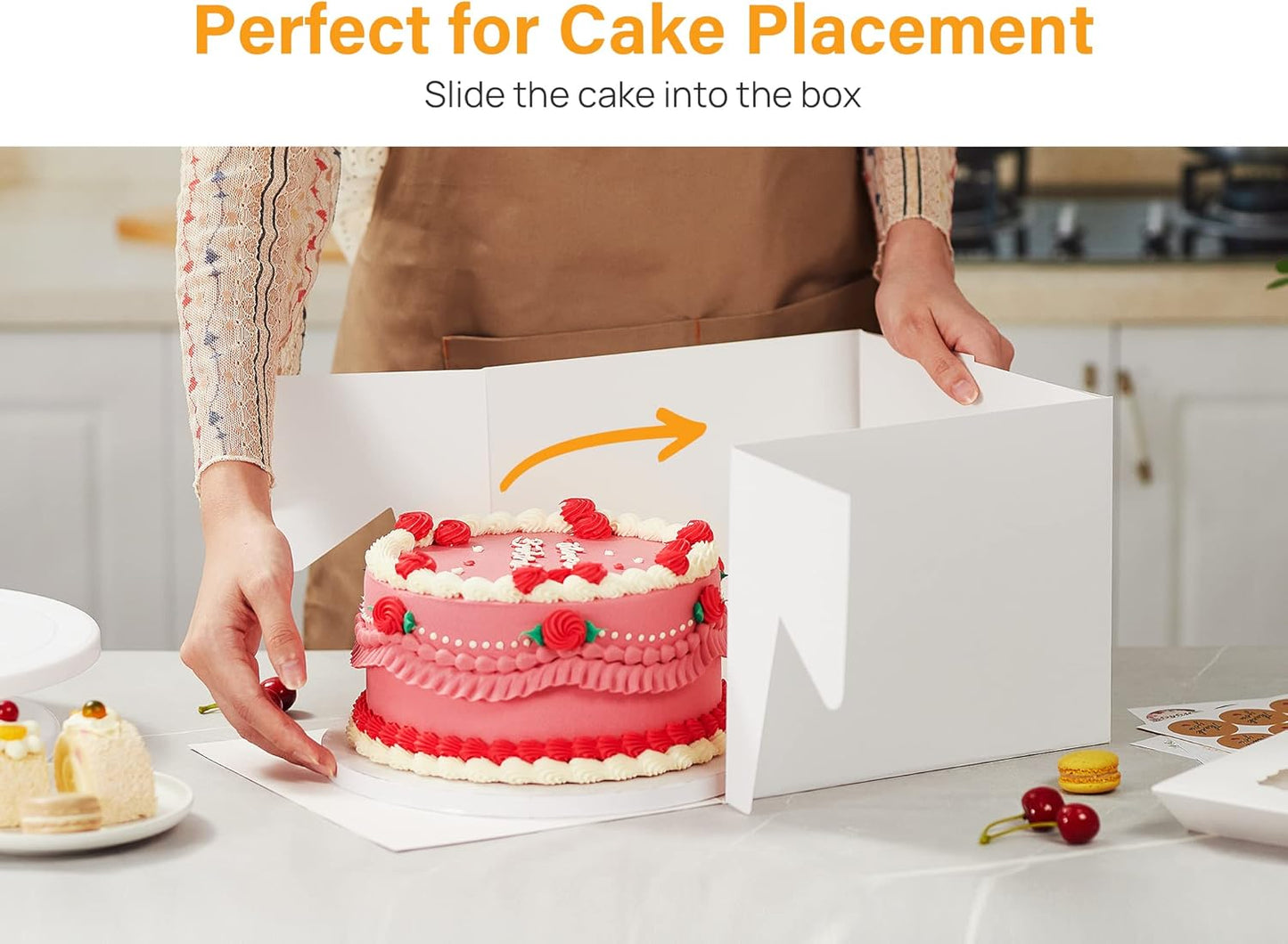 5Pcs Cake Boxes, 12X12X8 Inches Tall Cake Box with Window, White Bakery Boxes, Large Baking Boxes, Square Cardboard Cake Box for Multi-Layer Cakes, Cake Decorating Supplies for Gift Giving