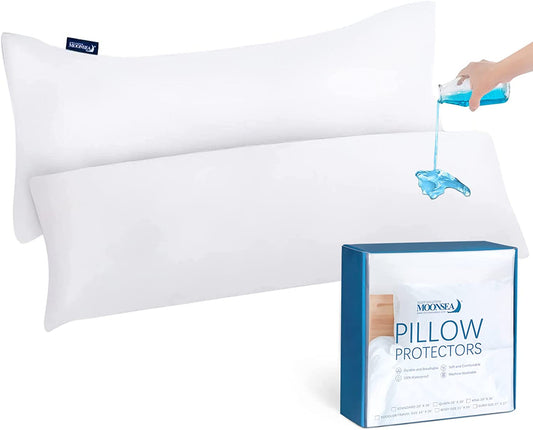Waterproof Pillow Protector Body Size 2 Pack, Body Pillow Cover with Zipper 21"X 55" Pillow Protector Pillow Covers Encasement Pillow Case White