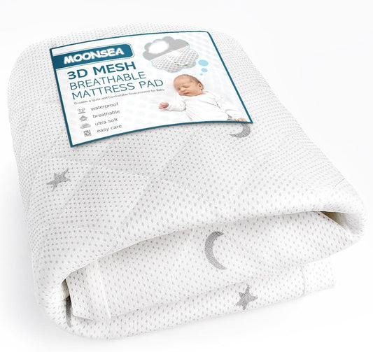 Waterproof Pack N Play Mattress Pad, Mini Crib Mattress Cover Protector 38'' X 26'' Fit Graco Pack N Play, Suitable for Baby Portable Mini Cribs and Foldable Mattresses, Breathable and Washable