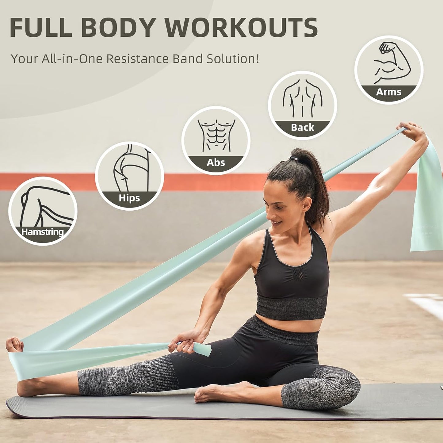 Resistance Bands for Working Out, Exercise Bands Resistance Band for Physical Therapy, Stretch Bands for Legs, Arm, Whole-Body Fitness, Booty, Stretching, Women & Men Workout Bands