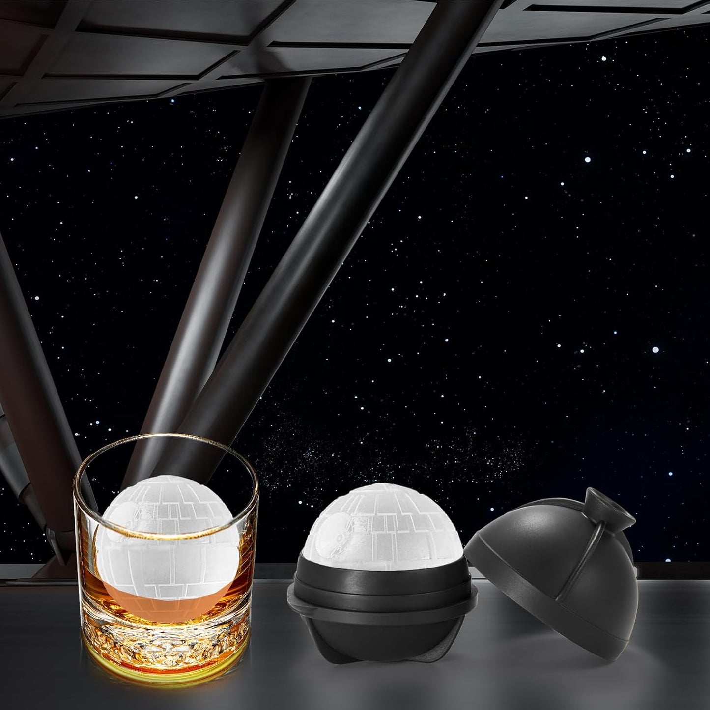 3D Ball Ice Cube Mold, Whiskey Gifts Stocking Stuffers Ideas for Adults Men Women, 2.5" Large Silicone round Ice Cube Tray for Cocktails,Bourbon,Whiskey,Brandy