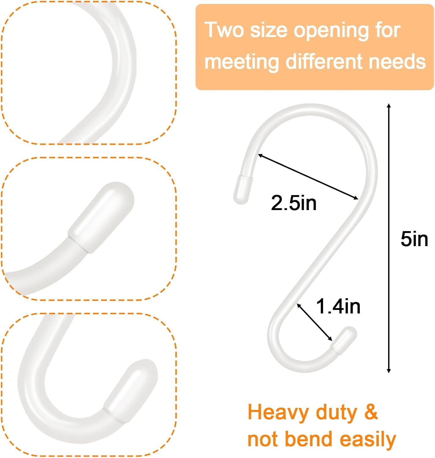12-Pack Heavy-Duty 5-Inch Vinyl-Coated S Hooks for Hanging Plants and Kitchen Utensils, Non-Slip Design for Pots, Pans, and Bags