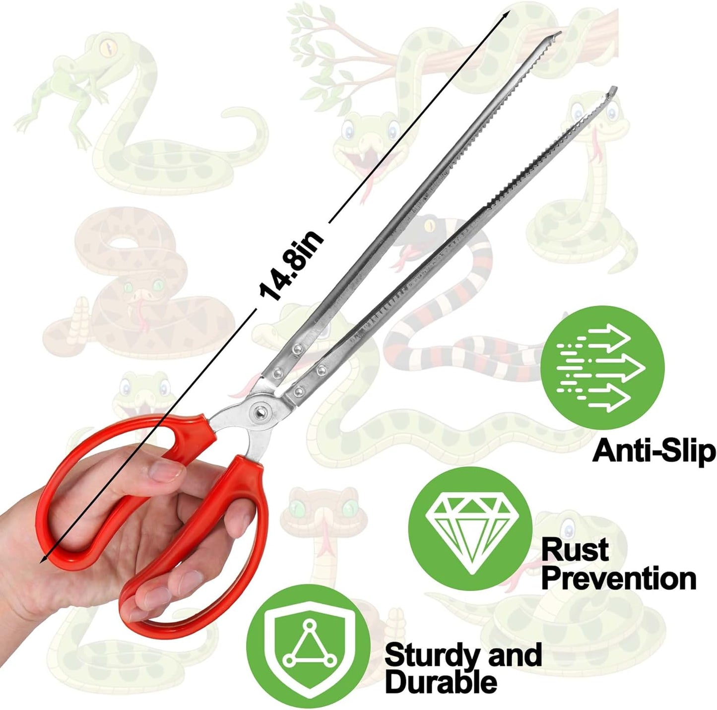 Snake Feeding Tongs,15 Inch Reptile Feeding Tongs,Extra Long Large Tweezers for Corn Ball Python Accessories,Bearded Dragon Tank Accessories,Pet Terrarium Supplies for Leopard Crested Gecko,Lizard