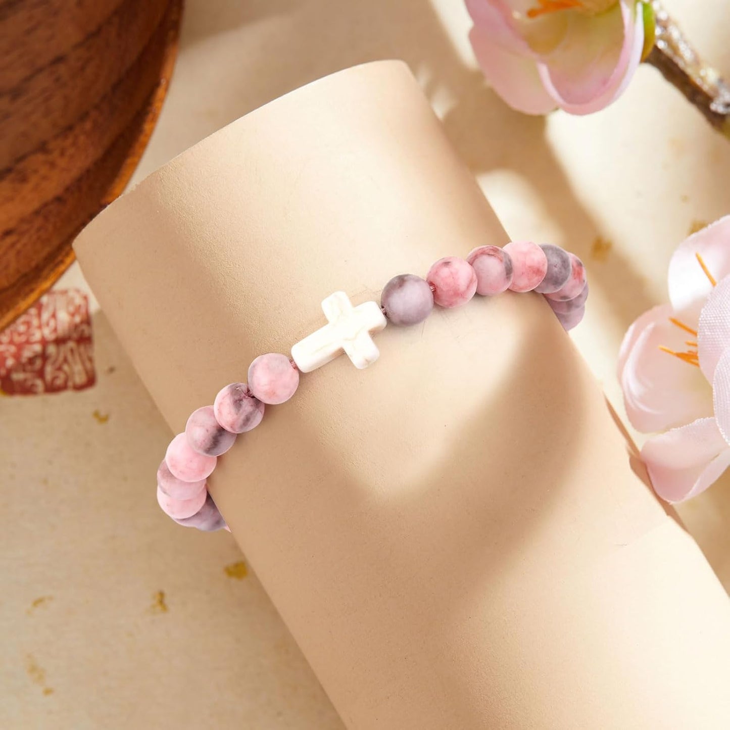 Gifts for Daughters/Granddaughters, Adjustable Pink Bracelet, Handmade Bracelet, Birthday Gift, Christmas Gift, Valentine'S Day Gift, Graduation Gift (Cross Bracelet, for My Granddaughter)