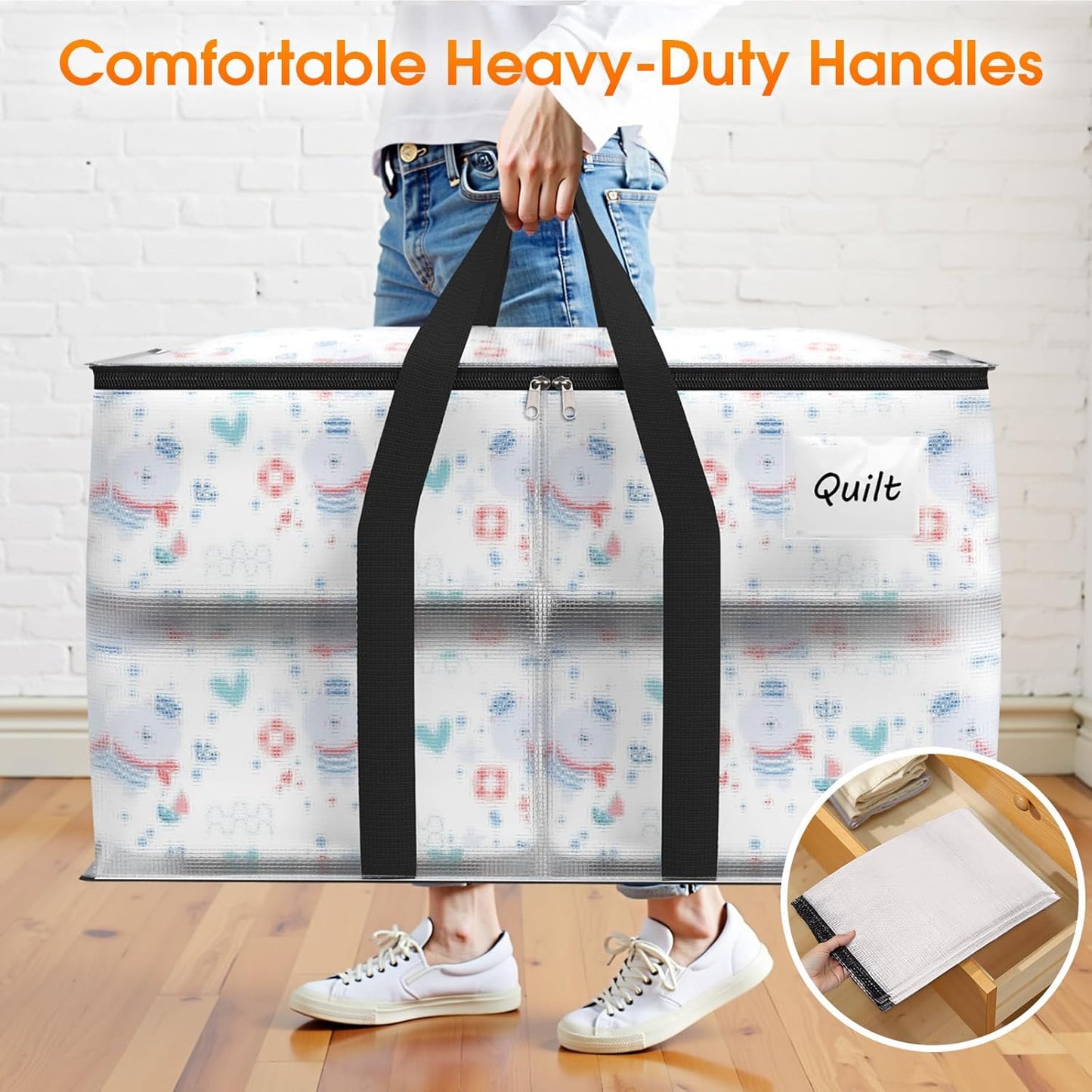 Moving Bags Extra Heavy Duty Oversized Storage Bags with Reinforced Handle and Double Zippers,Moving Supplies Totes for Storage Packing Dorm Room Essentials Alternative to Moving Boxes