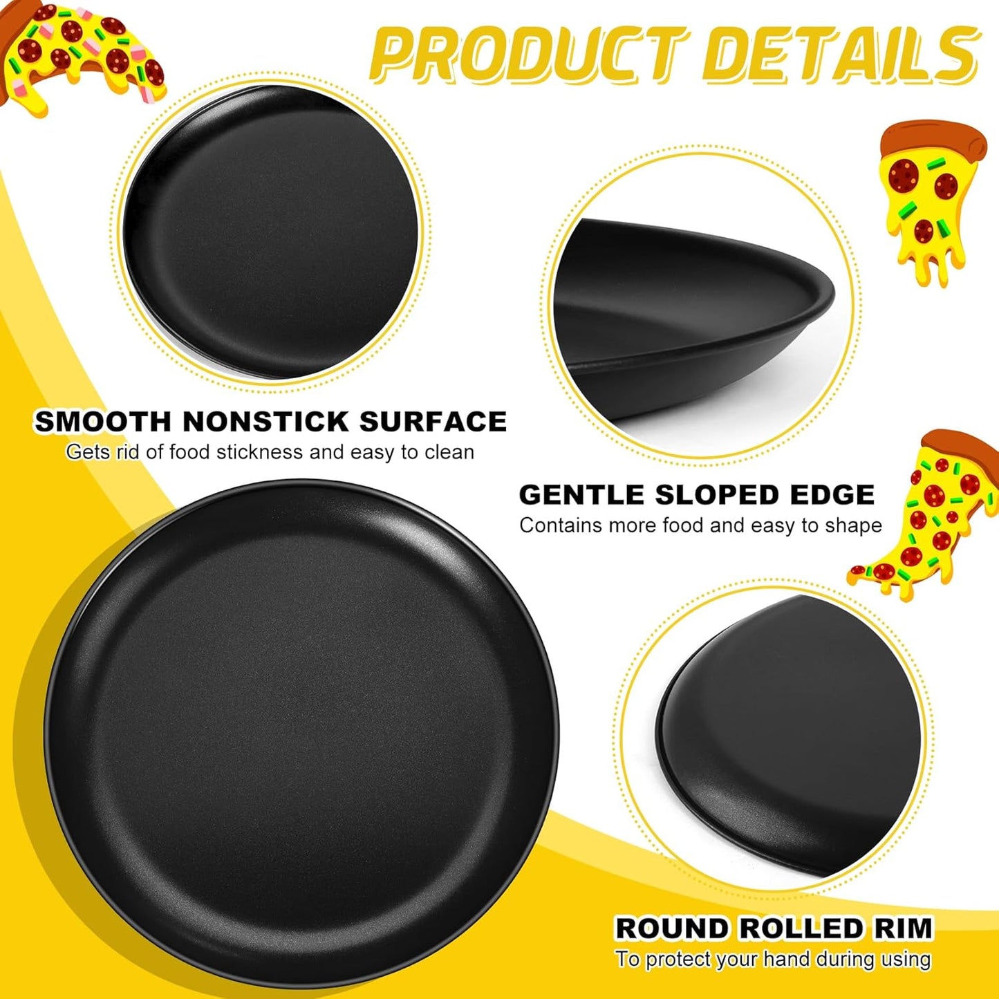 Pizza Pan Bakeware for Home Kitchen, Stainless Steel Pizza Tray for Baking Pizza, Healthy & Reusable & Easy Clean, Oven & Freezer Safe, 12 Inch & Black