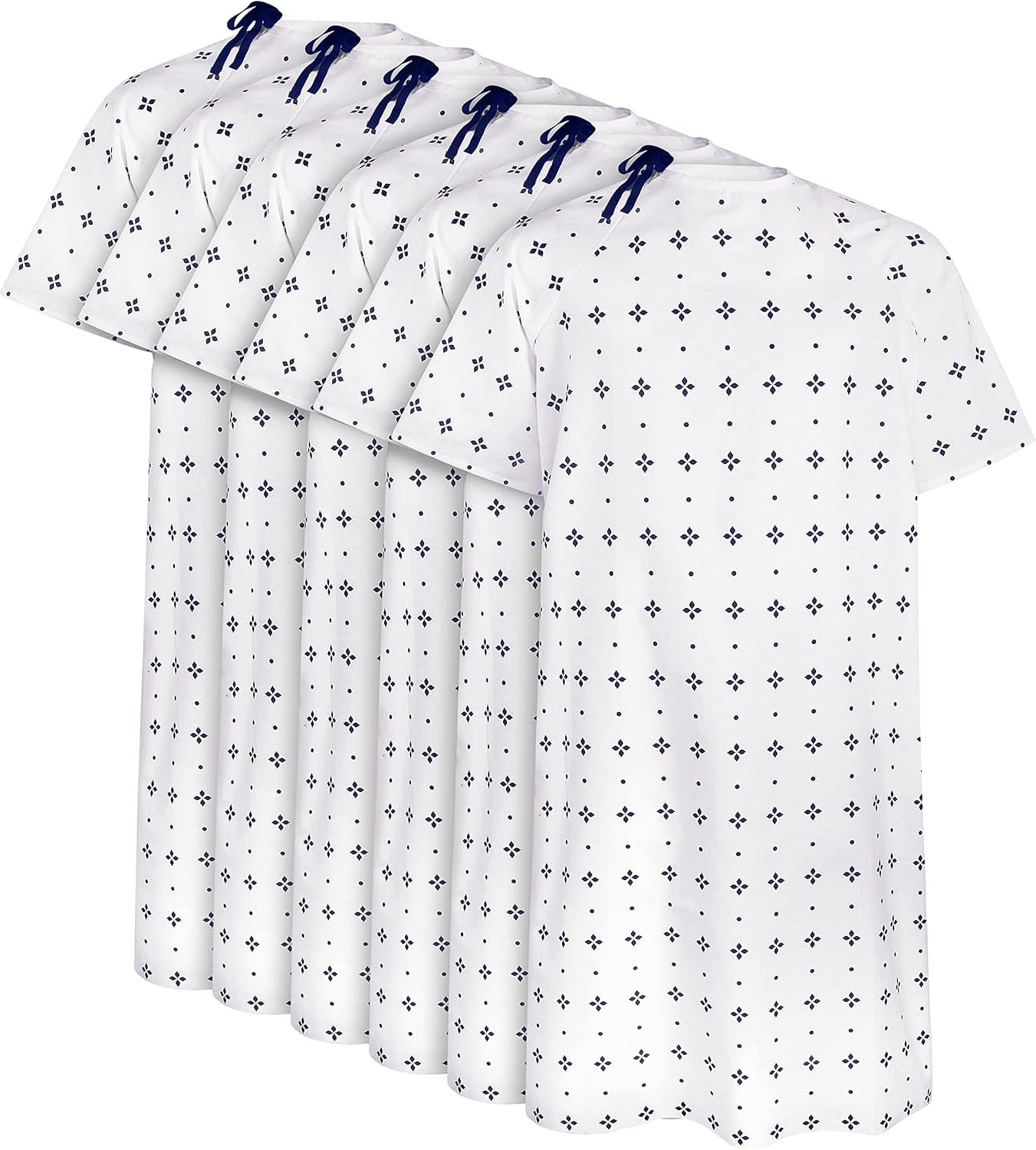 6 Pack Unisex Hospital Gowns, Patient Gowns for Women and Men with Back Tie, Comfortably Fits Sizes up to 2XL Blue