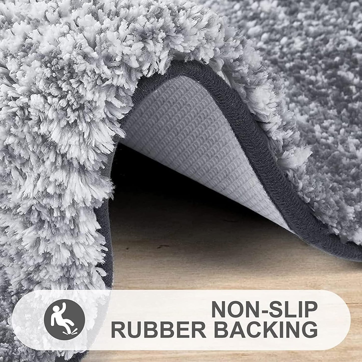 Ombre Bath Rug and Shower Curtain, Bath Rug Size 24X16 in Grey and Shower Curtain 72X72 in Black Grey, 2 Item Bundle