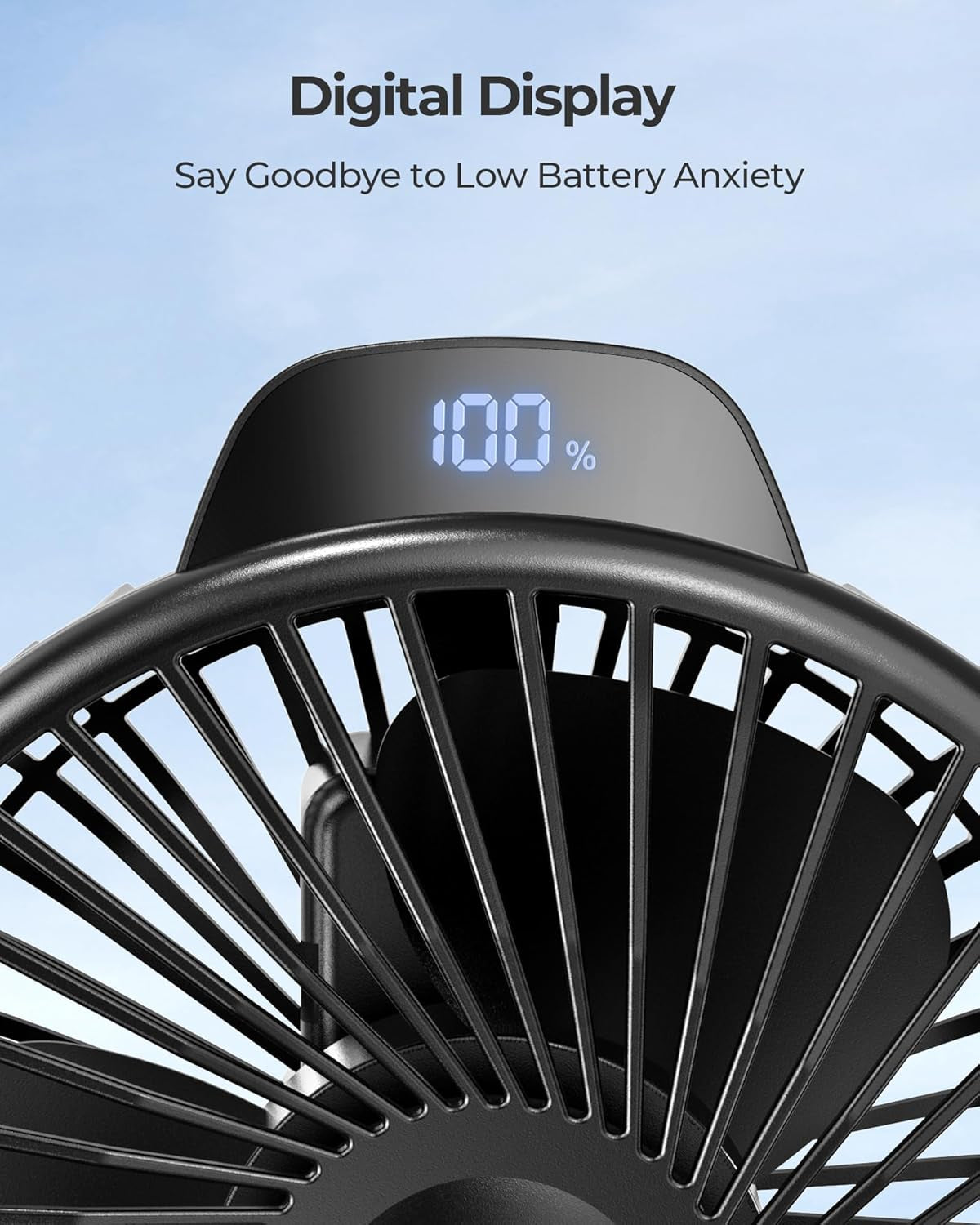 Portable Stroller Fan for Baby, Rechargeable Battery Operated, 3 Speeds, 360° Rotation, 25Db Low Noise,Digital Display, Detachable Flexible Tripod Clip-On Car Seats, Tent, Crib, Treadmill