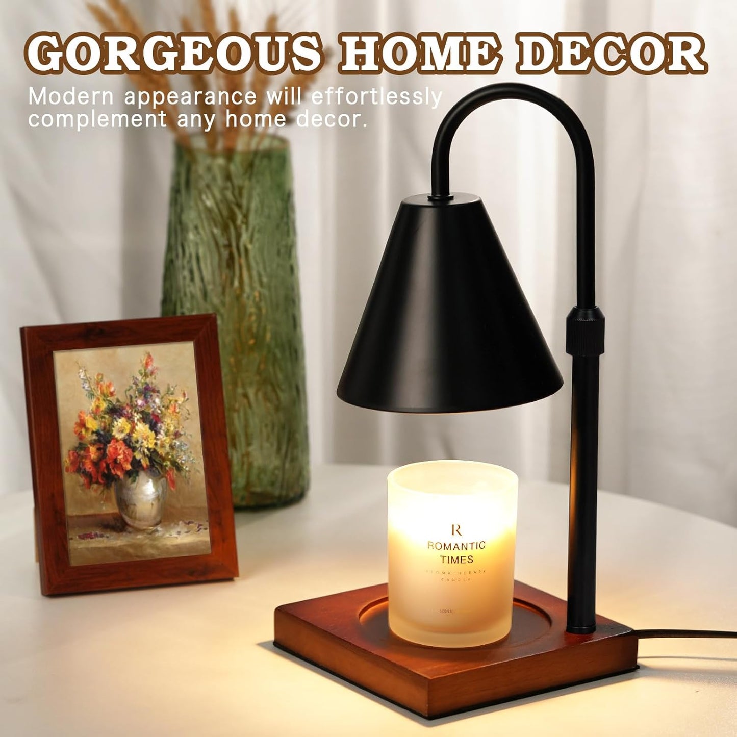 Modern Candle Warmer Lamp 2 Pack, Dimmable Candle Lamp Warmer with Timer, Birthday Gifts for Women Who Have Everything, Gifts for Mom, Adjustable Mens Candle Lamp, Cozy Living Room Bedroom Decor,Black